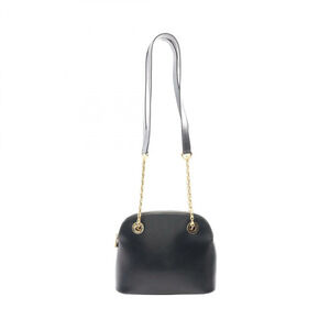 Celine Circle Logo Shoulder Bag Leather Black